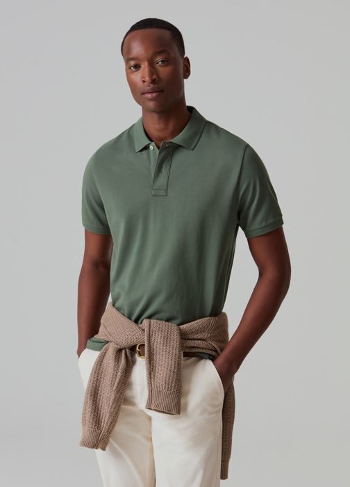 Polo - PIOMBO - Supima - 100% Coton - Vert - Manches Courtes