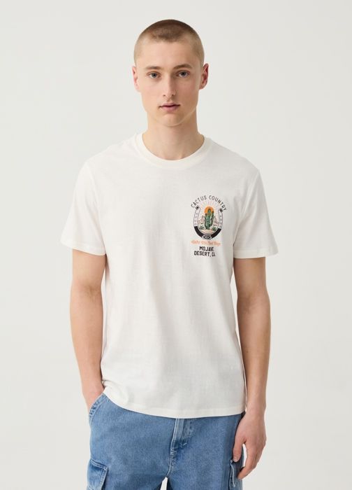 T-shirt - Mojave Desert - 100% Coton - Col Rond - Manches Courtes - Blanc