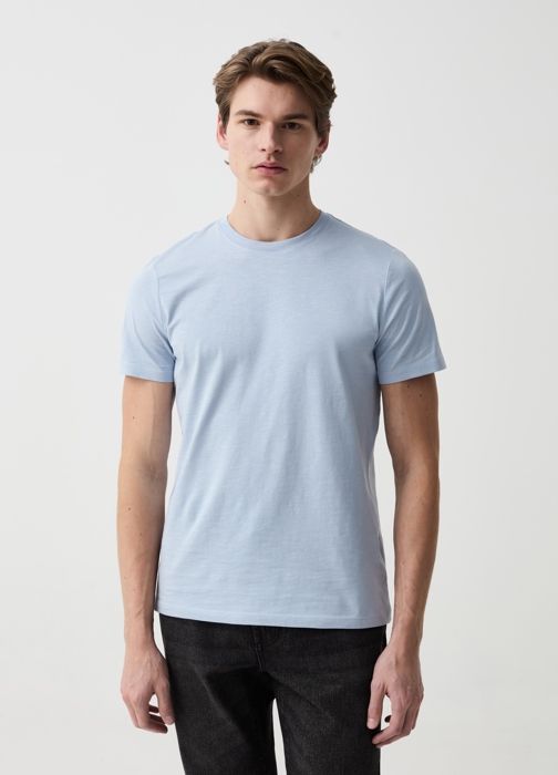 T-shirt à col rond en jersey flammé