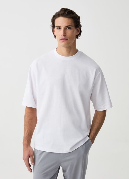 T-shirt - Non spécifié - Col V - 50% Coton - Manches courtes - Blanc