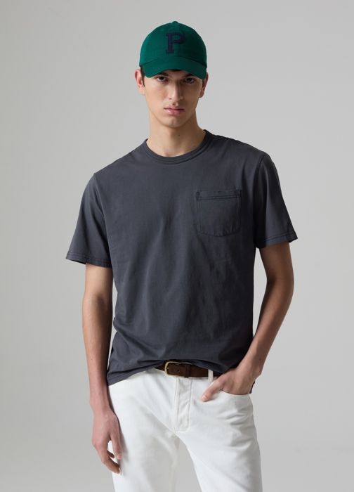 T-shirt - PIOMBO - Col rond - Poche plaquée - 100% coton - Homme