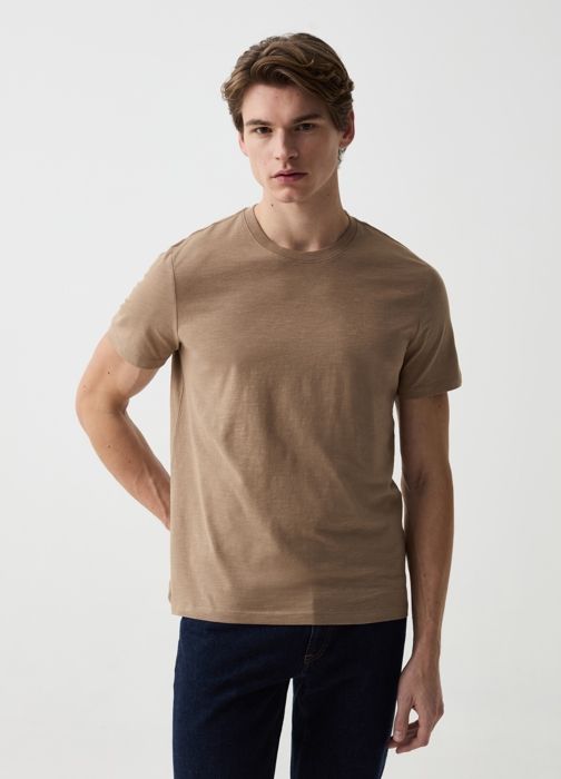 T-shirt à col rond en jersey flammé