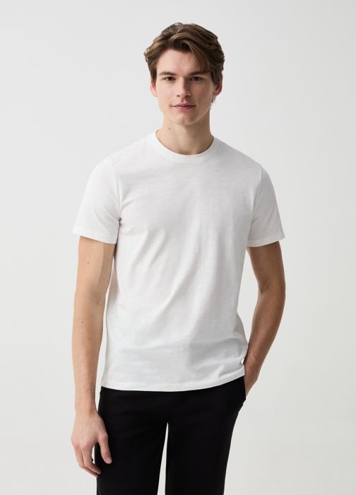 T-shirt à col rond en jersey flammé