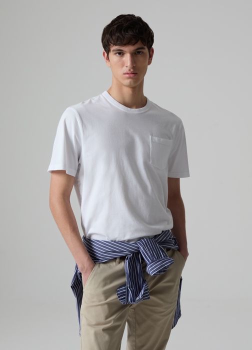 T-shirt - PIOMBO - Col rond - 100% coton - Poche plaquée - Manches courtes