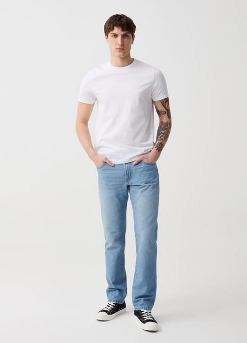 Jeans - Non spécifié - Coupe régulière - 100% coton recyclé - Effet délavé - Cinq poches