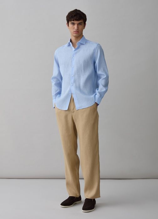 Pantalon - PIOMBO - Bermudas en lin - Taille élastiquée - Poches inclinées - 100% lin
