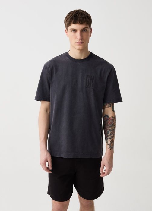 T-shirt avec imprimé et effet décoloré