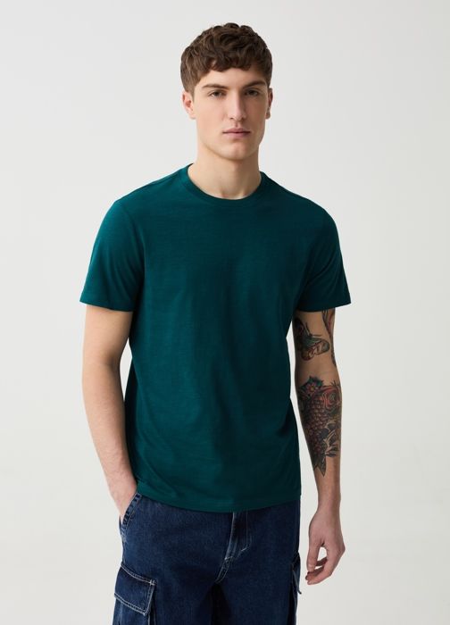T-shirt à col rond en jersey flammé