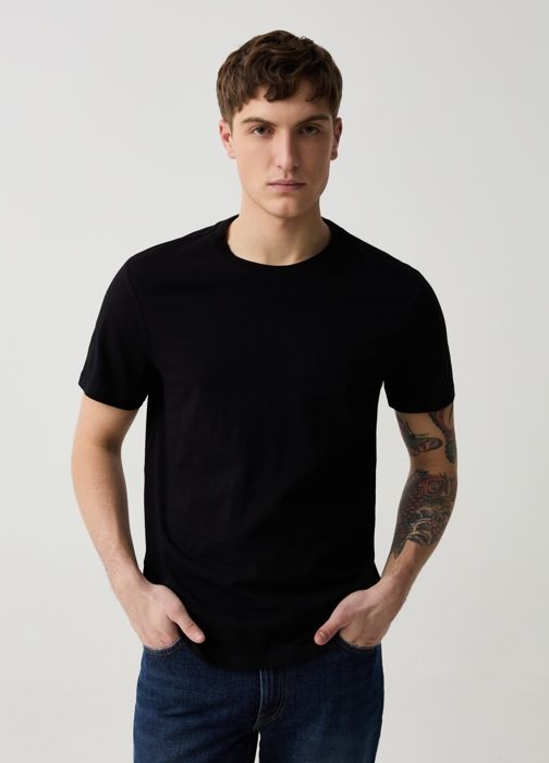 T-shirt à col rond en jersey flammé