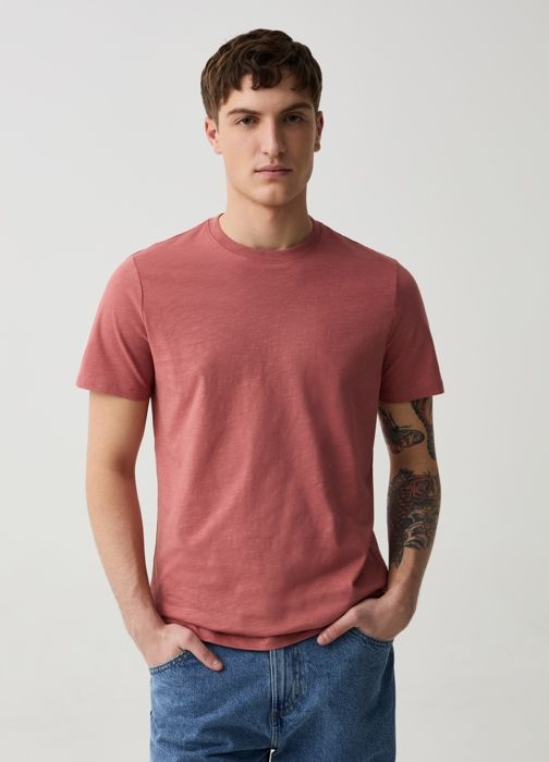 T-shirt à col rond en jersey flammé