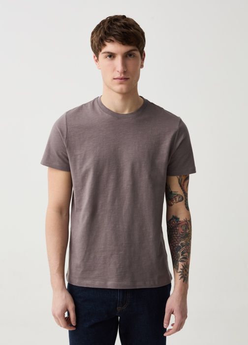 T-shirt - Non spécifié - Col rond - 100% coton organique - Manches courtes - Gris
