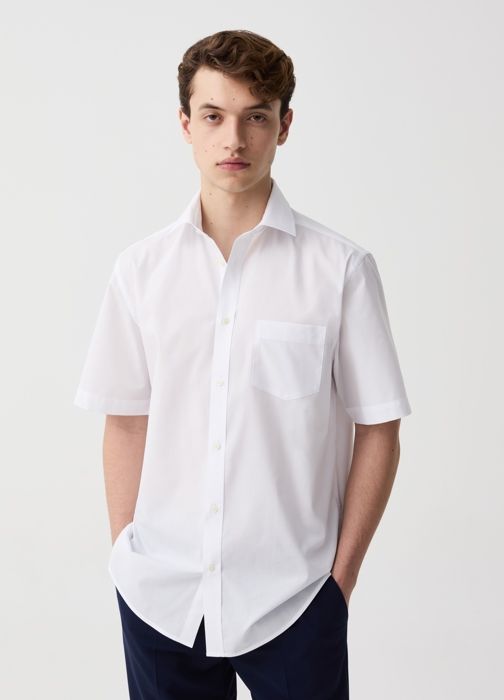 Chemise à manches courtes - Non spécifié - Regular - Coton recyclé - Poche plaquée - Blanc