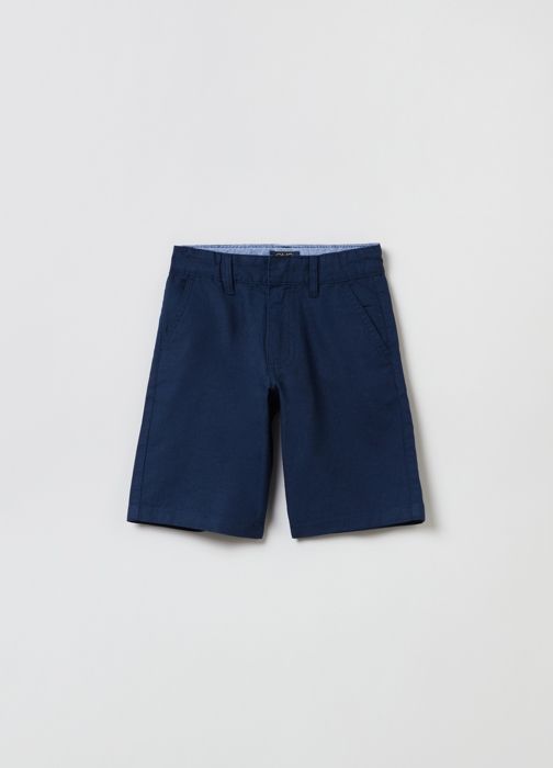 Bermuda - Non spécifié - Enfant - 57% Lin - 43% Coton - Bleu