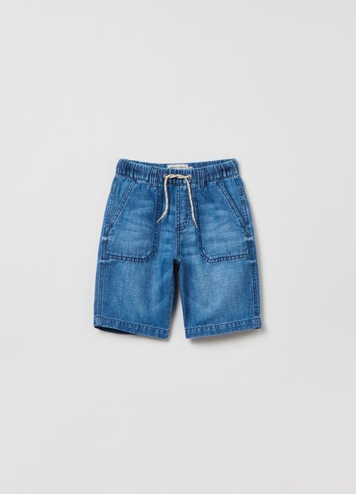 Short en jean - Grand Hills - Modèle avec cordon de serrage - Poches à rabat - Taille élastiquée - Coupe Regular