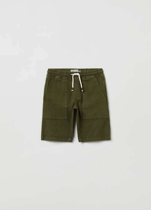 Bermuda - Grand&Hills - Enfant Garçon - Vert - Coton Stretch - Taille Élastiquée
