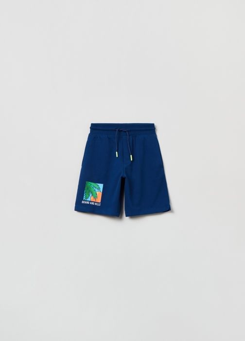 Bermudas - Grand&Hills - Imprimé palmiers - 100% coton - Taille élastique - Garçon