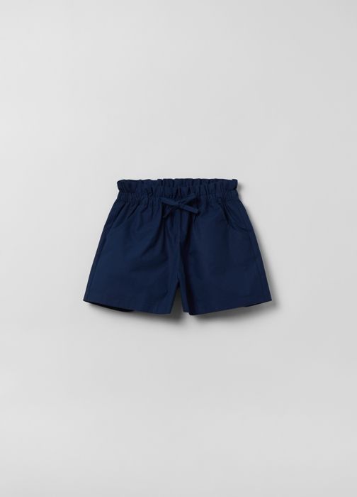Short en coton - Non spécifié - Uni - Taille froncée - Cordon de serrage - Poches avant