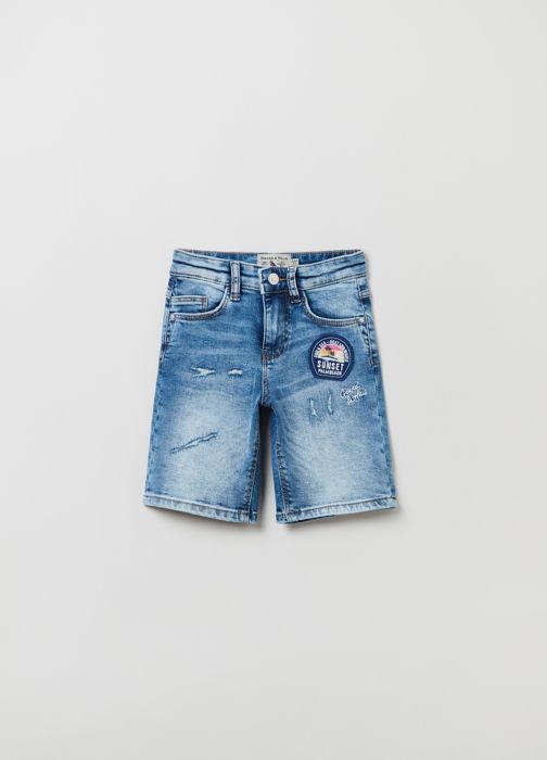 Shorts en denim - Grand Hills - Délavé - 5 poches - Broderie logo - Pour garçon
