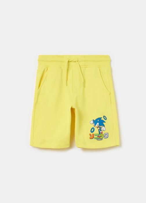 Shorts en polaire - Sonic™ - Jaune - 100% coton - Taille côtelée - Poches multiples