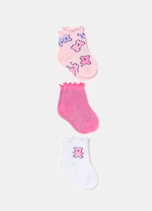 Chaussettes courtes - Noname - Lot de 3 - Coton bio - Design oursons - Lurex