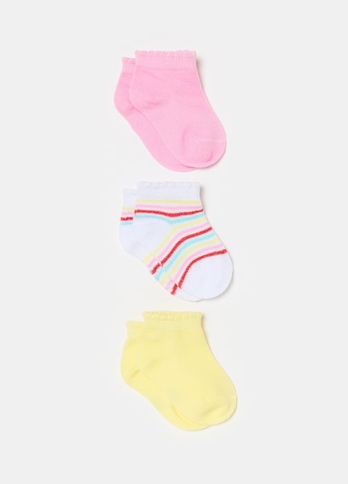 Chaussettes courtes - Lot de 3 - Multicolore - Motifs licornes et cœurs - Pour filles - Respirantes