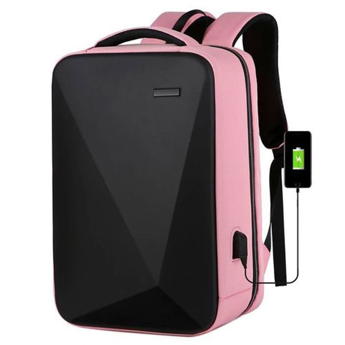 Sac à Dos - GENERIC - Rose - Compatible 15,6 pouces - Port USB - Verrou TSA