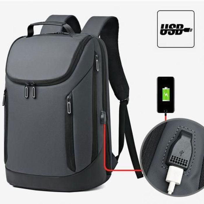 Sac à dos de voyage étanche pour ordinateur 15,6 pouces + port USB, cartable Pc