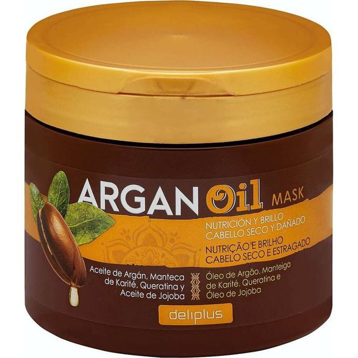 Argan Oil Deliplus – Masque Nourrissant pour Cheveux Secs et Abîmés - Pot 400 ml