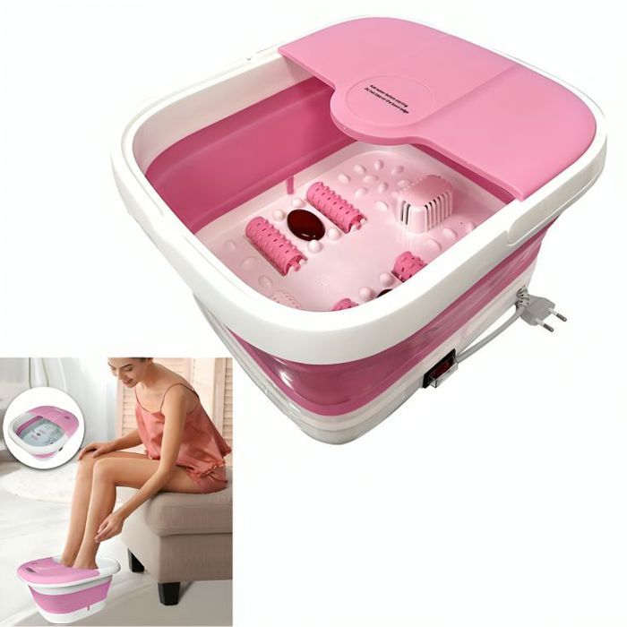 Bain de pieds pliable et masseur de spa avec chauffage thermostatique électrique Rose