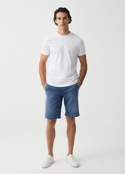 Joggeurs bermuda en denim avec cordon de serrage - Marjane Mall - Image 1