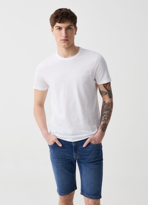 Bermuda slim en denim avec cinq poches