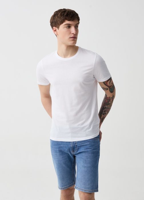Bermuda slim en denim avec cinq poches