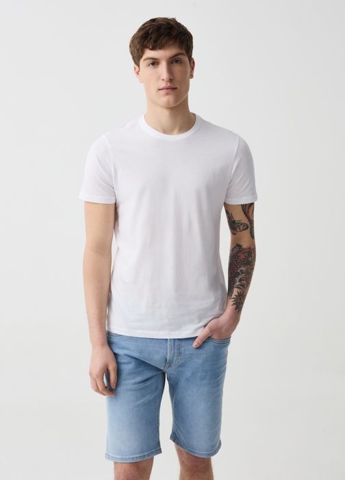 Bermuda slim en denim avec cinq poches
