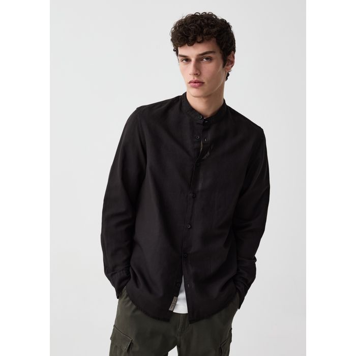 Chemise - Grand&Hills - Col Mao - Noir - Manches longues - Regular