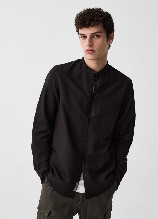 Chemise - Grand&Hills - Col Mao - Noir - Manches longues - Regular