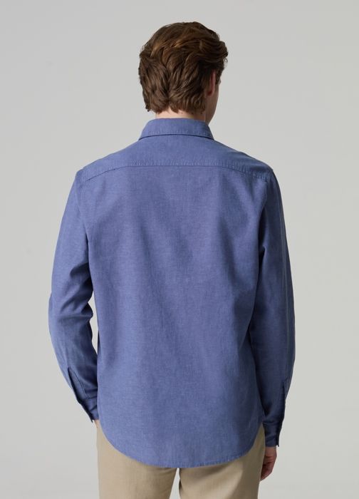 Chemise en lin et coton - PIOMBO - Modèle avec poches - Col cutaway - Manches longues - Regular - Marjane Mall - Image 3