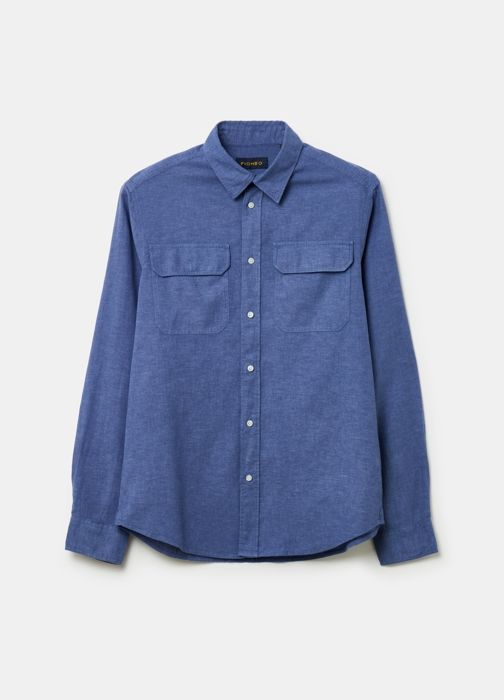 Chemise en lin et coton - PIOMBO - Modèle avec poches - Col cutaway - Manches longues - Regular - Marjane Mall - Image 4