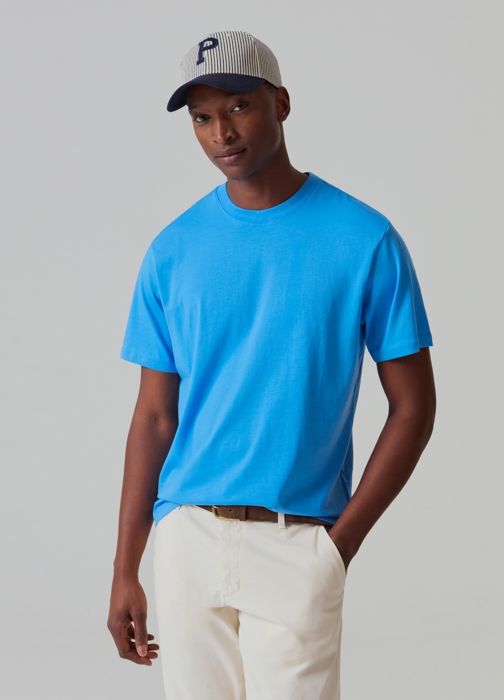 T-shirt - PIOMBO - Col rond - 100% coton Supima - Turquoise - Homme