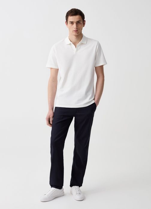 Pantalon Chino - Non spécifié - Non spécifié - Lin et Coton - Bleu Nuit - Homme