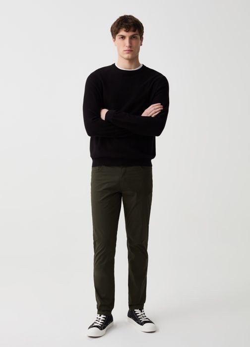 Pantalon - Non spécifié - Coton Stretch - 5 Poches - Vert - Homme