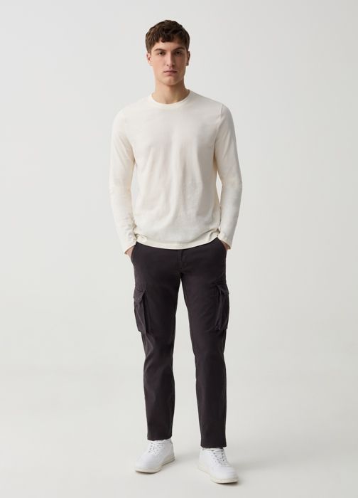 Pantalon cargo - Non spécifié - Coupe régulière - Twill extensible - Noir - Homme