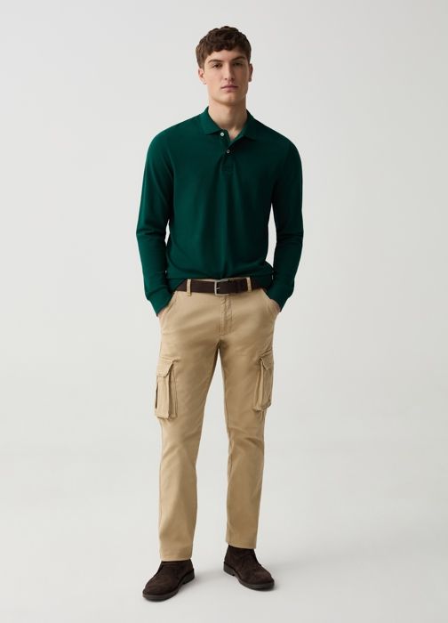 Pantalon cargo - Non spécifié - Coupe régulière - Twill extensible - Beige - Homme