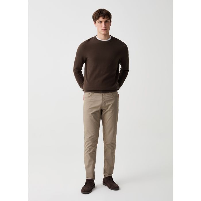 Pantalon cinq poches - Non spécifié - Non spécifié - Beige - Coton extensible - Micro-tissage