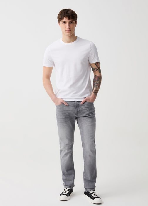 Jean slim - Non spécifié - Décoloré - Coton recyclé - 5 poches - Homme
