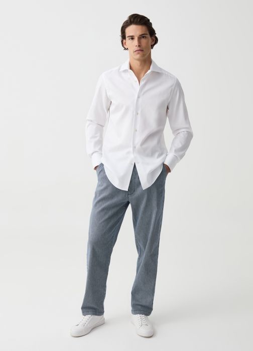 Pantalon chino jogger à rayures et coupe décontractée