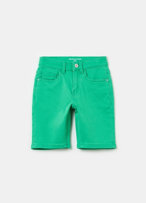 Bermuda en denim - Non spécifié - Enfant - Ajustement interne - Cinq poches - Vert/Bleu