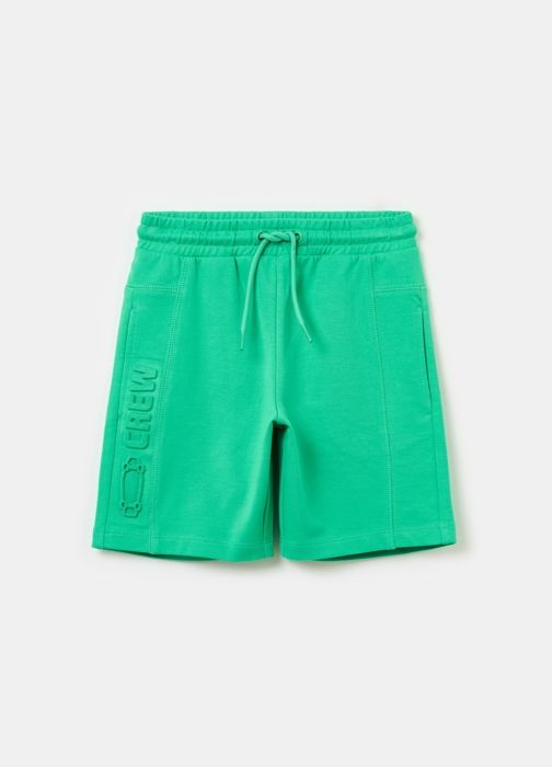Bermudas - Non spécifié - Imprimé skateboard - Coton 100% - Cordon de serrage - Vert