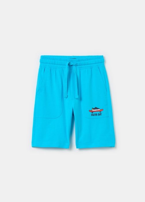 Short en polaire - Non spécifié - Bermuda jogger - 100% coton - Imprimé planche à roulettes - Cordon de serrage