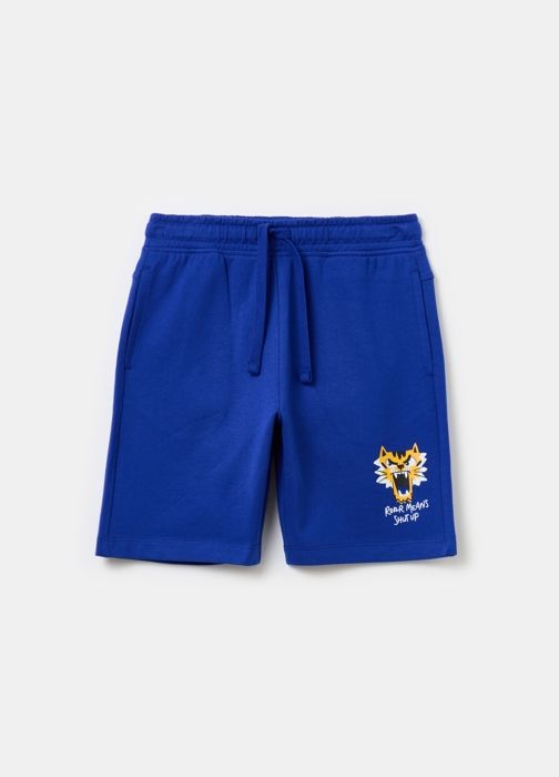 Bermudas - Non spécifié - Imprimé tigre - Cordon de serrage - 100% coton - Garçon