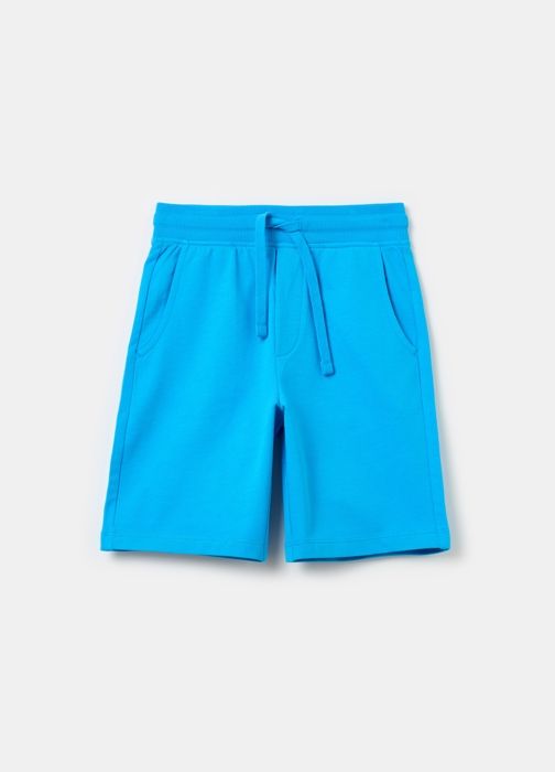 Bermudas en molleton - Non spécifié - Non spécifié - Cordon de serrage - 100% coton - Bleu